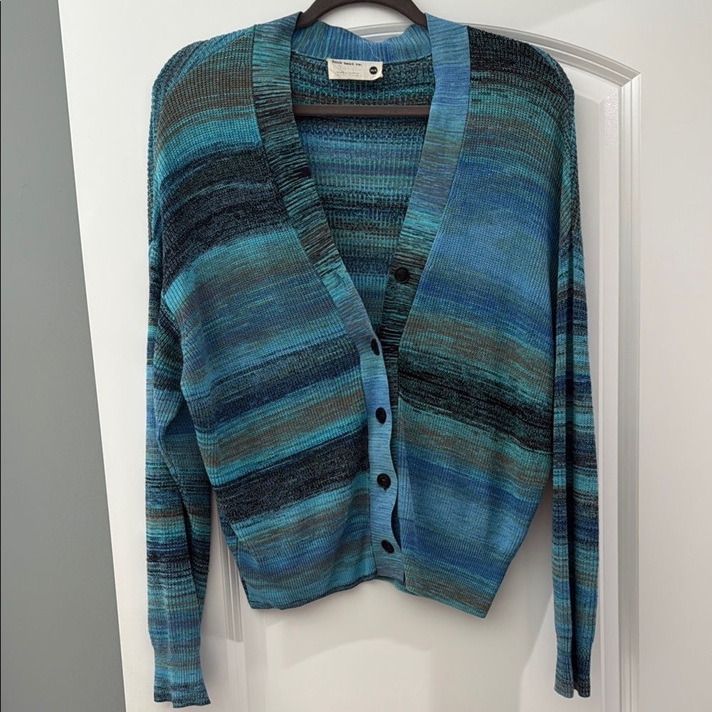 Back Beat Co Blue Striped Cardigan Sweater